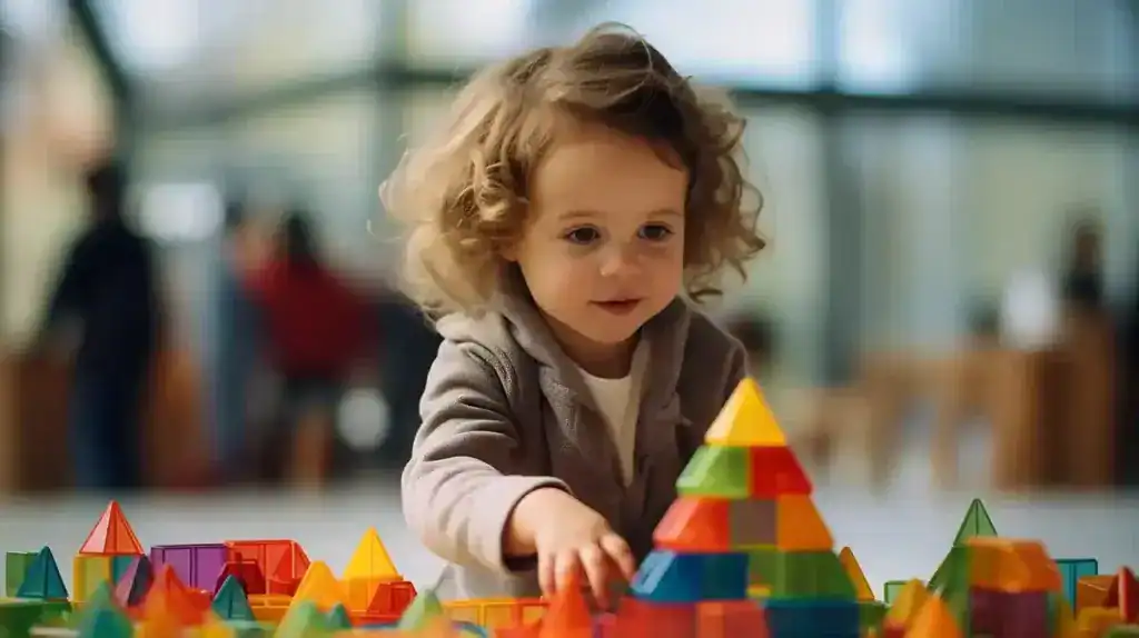 girl building blocks on 4 plus 1-2-1 intensive course